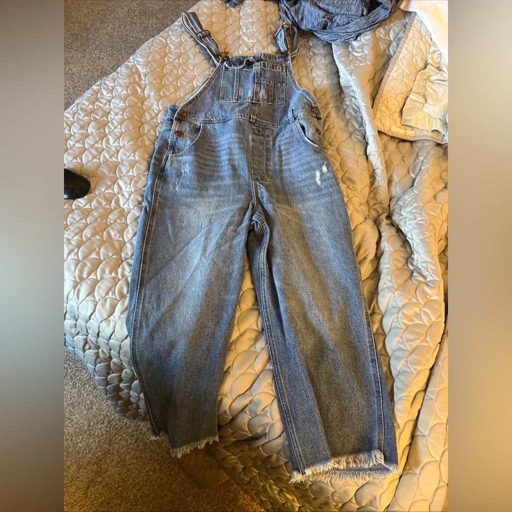 Rewash Overalls Womens 9 / 29 Denim Straight Crop Distressed Frayed Hem Vintage